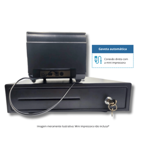 Gaveta De Dinheiro Pequena para PDV Ponto de Venda - 34 cms de largura - Integrada com Impressora Termica cupom fiscal